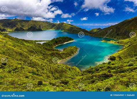 Beautiful Panoramic View Of Lagoa Do Fogo Lake In Sao Miguel Island