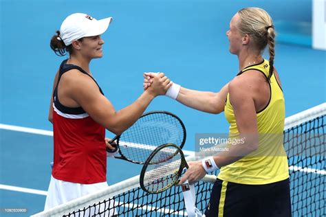 Ashleigh Barty Of Australia Shakes Hands With Kiki Bertens Of The