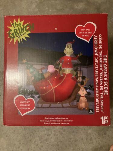 Gemmy Inflatable Grinch And Max In Sleigh Christmas Decoration 19836 3897902202