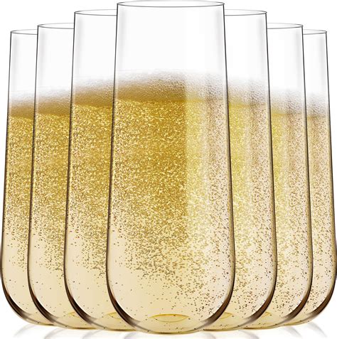 Munfix 24 Pack Stemless Plastic Champagne Flutes Disposable