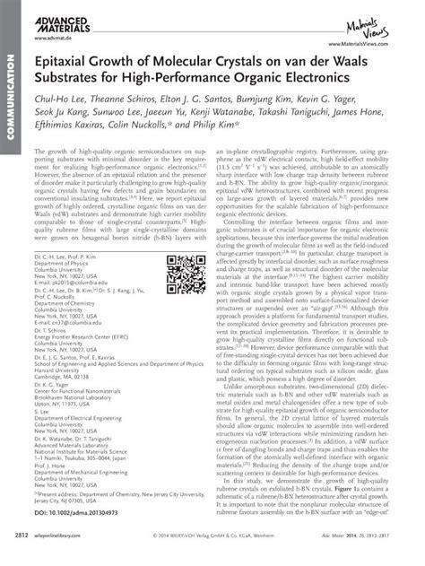 Pdf Epitaxial Growth Of Molecular Crystals On Van Der Waals