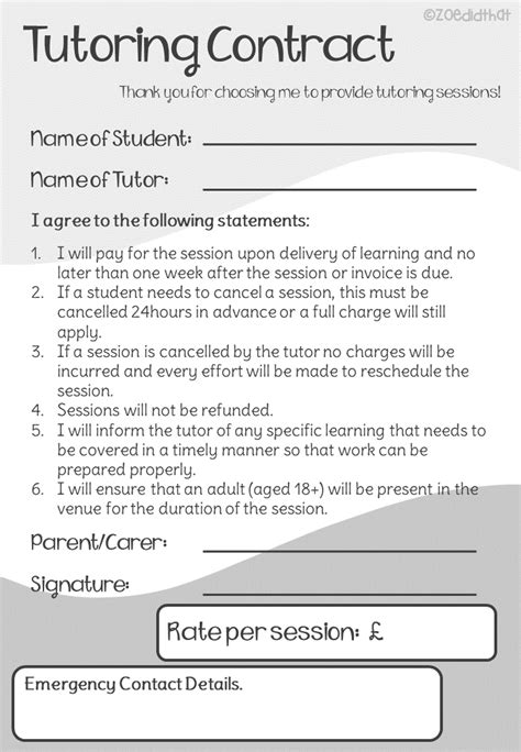 Tutoring Contract Ready To Use Teaching Resources