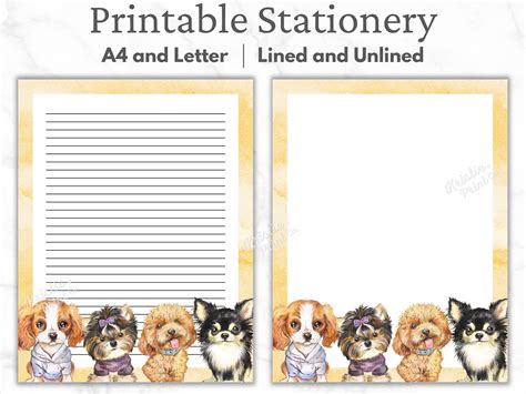 Dog Stationery, Puppy Stationary, Animal Stationery, Printable