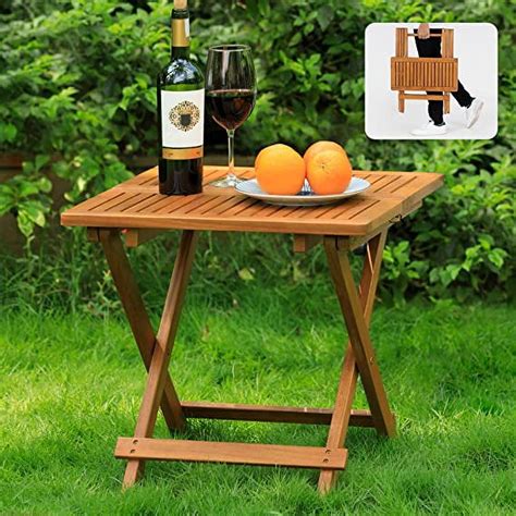 Free Shipping Idzo Acacia Wood Folding Bistro Side Table 19 5 Inch X