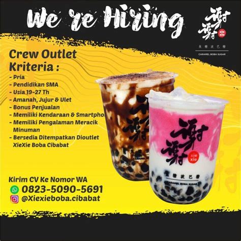 Lowongan Kerja Crew Outlet Di Xie Xie Boba Lokerbandung Id