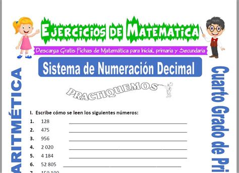 Ejercicios De Sistema De Numeraci N Decimal Para Cuarto De Primaria