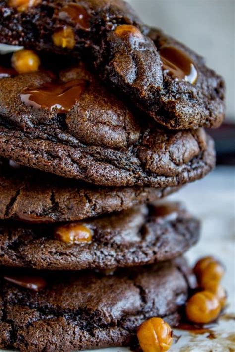 Double Chocolate Cookies with Caramel Bits - The Food Charlatan