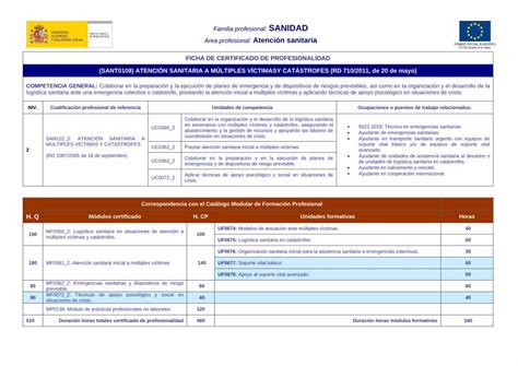 Pdf Familia Profesional Sanidad Sepe Es Ficha De Certificado De