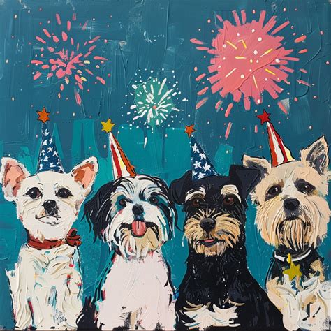 New Year Dogs Art Print Free Stock Photo - Public Domain Pictures