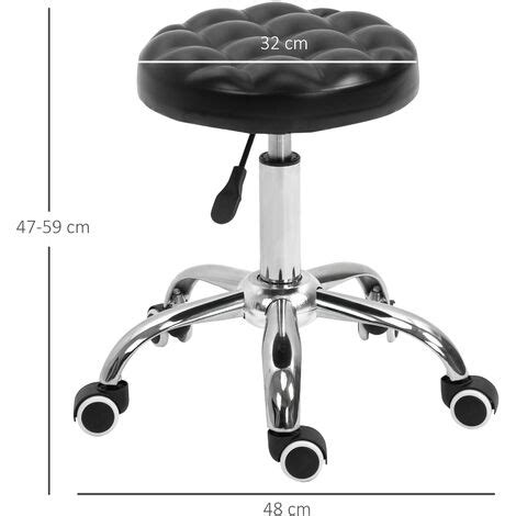 HOMCOM Tabouret massage à roulettes réglable en hauteur pivotant 360