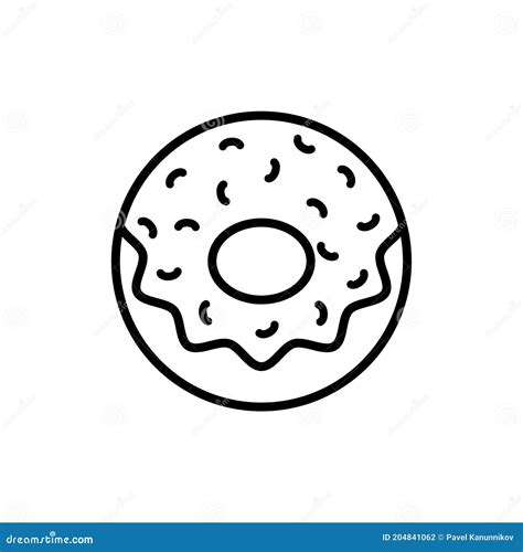 Outline Simple Vector Donut Icon Isolated On White Background Stock