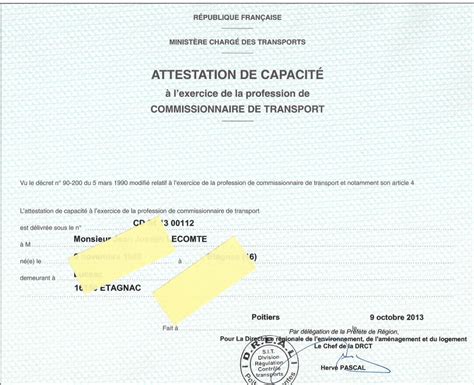 Que faire avec une attestation de capacité de transport