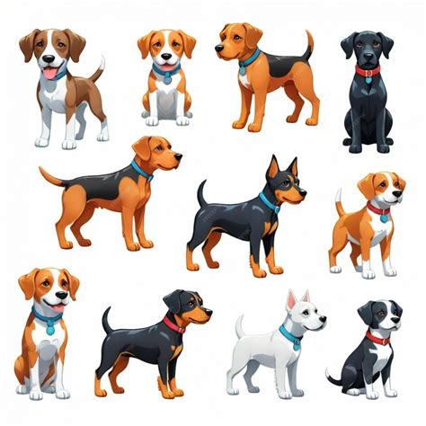 Premium Vector | A collection of dogs with different colored dogs