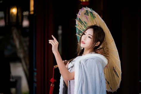Wanita Asia Brunette Gadis Model Payung Wanita Wallpaper HD
