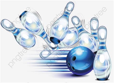 Blue Bowling Bowling Clipart Recreational Sports Bowling Pins PNG