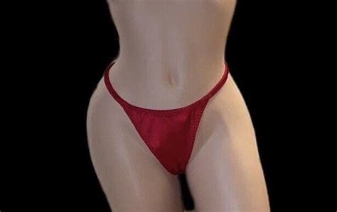 Red Shiny Second Skin Satin String Bikini Panties Womens M Nos Ebay