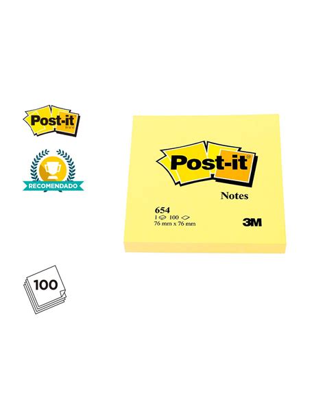 Bloc De Notas Adhesivas Quita Y Pon Post It 76x76 Mm Con 100hojas