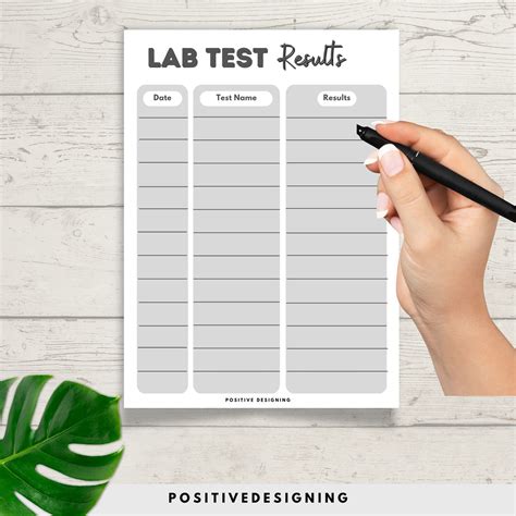 Printable Lab Results Tracker | Annual Lab Results Chart, Lab Records