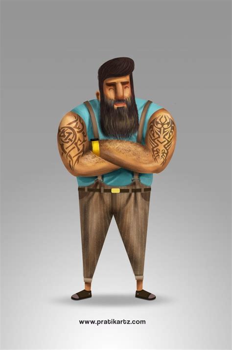 bearded character design bearded tatoo pratikartz character