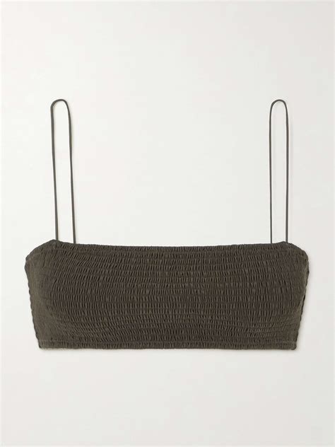 Toteme Shirred Recycled Bikini Top Net A Porter