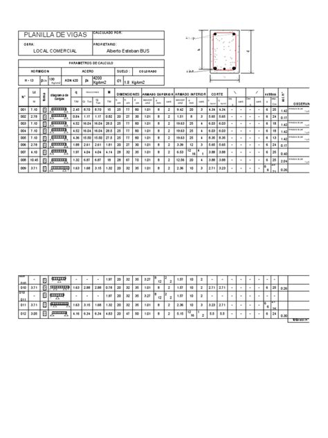 Planilla De Calculo De Vigas Descargar Gratis Pdf Hormigón Material Compuesto