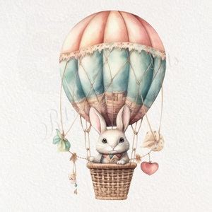 Whimsical Hot Air Balloons Clipart Baby Shower Clipart Nursery Wall
