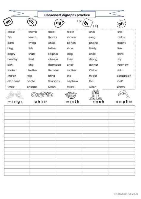 Consonant Digraphs Sh Ch Ph Ng English Esl Worksheets Pdf