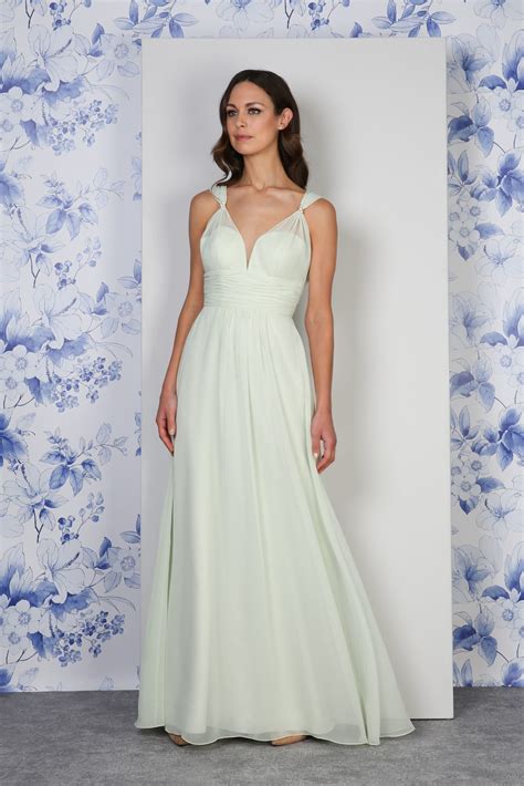 Pearl Detail Ruched Strap Chiffon Dress - Richard Designs