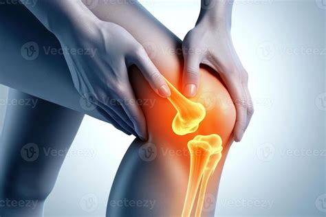 Individual holds their knee with a glowing red graphic overlay