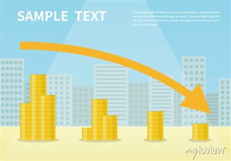 Money Loss Vector Illustration Flat Cartoon Cash With Down Arrow