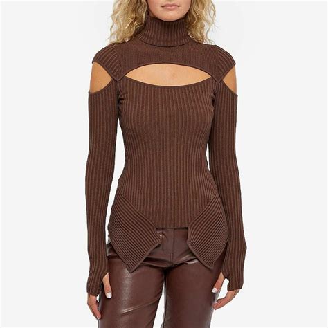 Andrea Adamo Women s ANDREĀDAMO Long Sleeve Sweater in Dark Nude Andrea