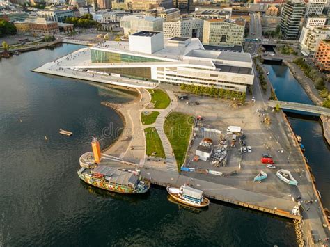 Aerial Photo Oslo Opera House and Public Park Space Stock Image - Image ...