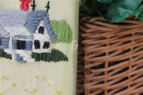 Vintage Embroidered Farm Scene Vintage Embroidery Wall Etsy