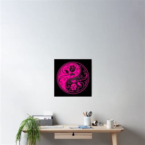 Pink And Black Yin Yang Roses Poster For Sale By Jeffbartels Redbubble