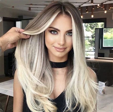 Luxury Balayage Highlight Ash Blonde Platinum Dark Roots Etsy