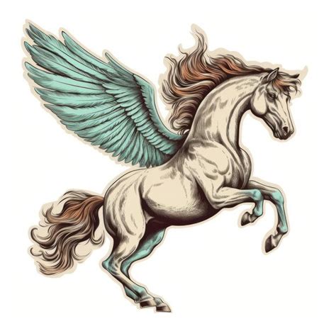 Premium Photo | Vintage Flying Winged Horse Tattoo Vector Illustration