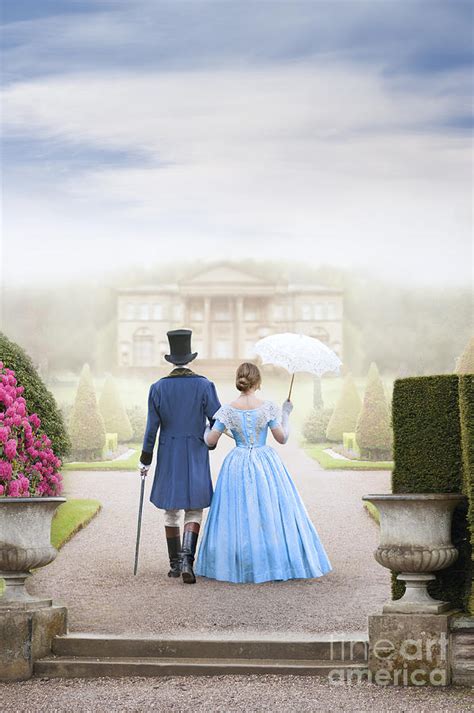 Victorian Couple Walking Towards A Country Estate Photograph By Lee Avison