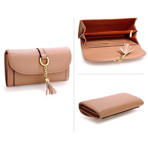 AGP Nude Flap Purse Wallet With Tassel