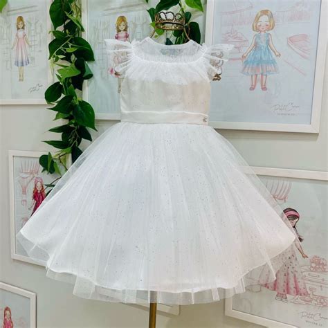 Vestido Infantil De Festa Petit Cherie Off White Sobrep Em Tule