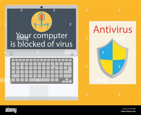 Laptop Infected With A Virus Computer And Antivirus Vector