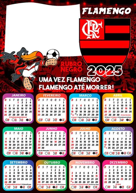 Calendário 2025 Flamengo em PNG Futebol Arte Digital CalendárioLegal