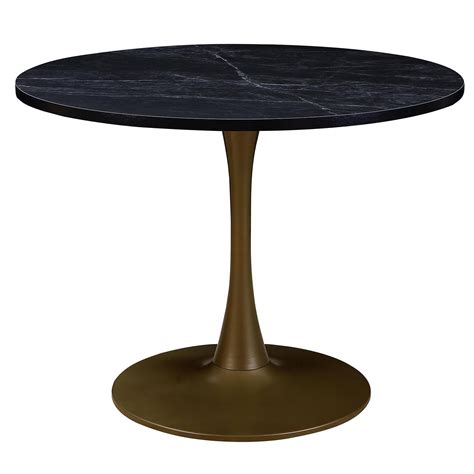 Table Manger Ronde Bois Effet Marbre Noir Et Bronze Kandra