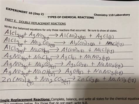 Solved Experiment 10 Day 2 Chemistry 110 Laboratory Types