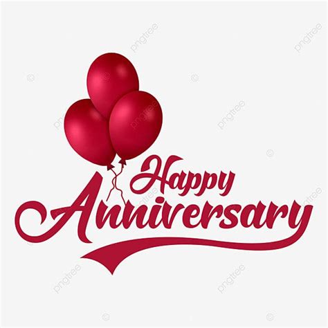 Happy Anniversary Card With Red Balloons On White Background