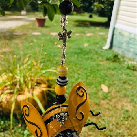 Bumblebee Bee Hanging Sun Catcher Bee Wind Chime Hand Beaded Etsy