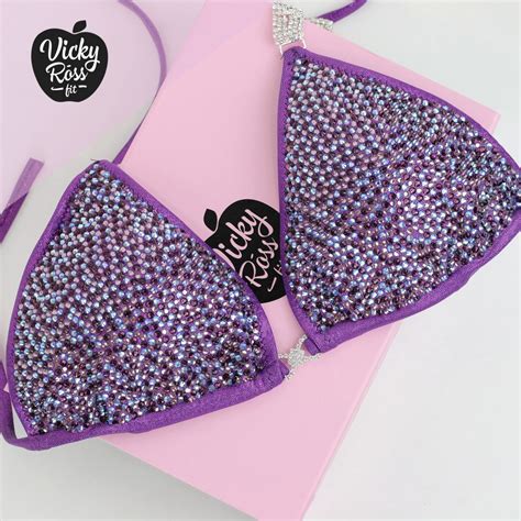 Purple Glam Fitness Bikini Bodybuilding Suits For Woman NPC WBFF IFBB UKBFF Vicky Ross Fit