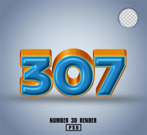 Premium Psd 3d Render Number 307 Blue And Line Orange Color Glossy