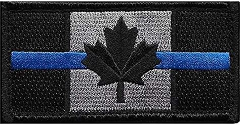 Thin Blue Line Canada Flag Patch Embroidery Morale Emblem With Hook