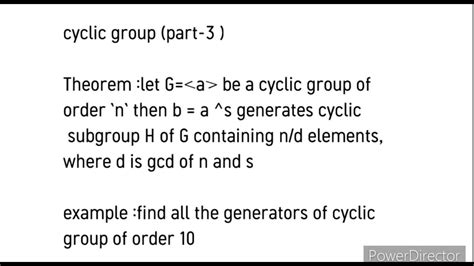 Generators Of Cyclic Group Of Order Cyclic Theorem Part Youtube