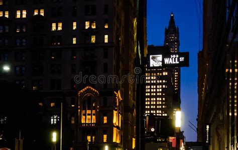 Wall Street Sign Board in Night Stock Photo - Image of nasdaq, nyse ...